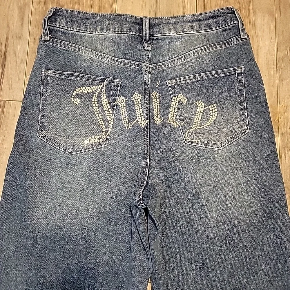 Juicy Couture Lunita Flare Jeans Rhinestone Blue Denim Size‎ 9/29 Y2K